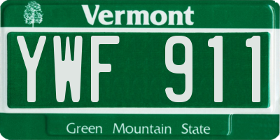 VT license plate YWF911