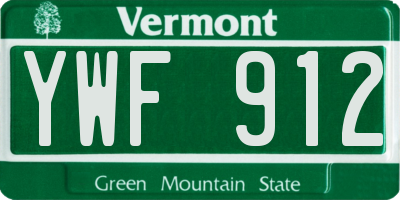 VT license plate YWF912
