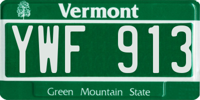 VT license plate YWF913