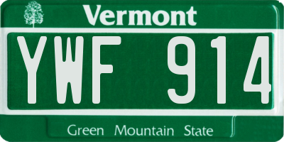 VT license plate YWF914