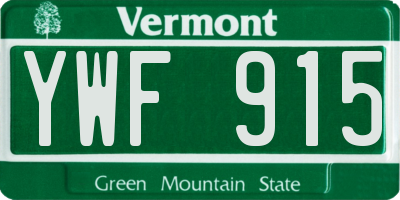 VT license plate YWF915