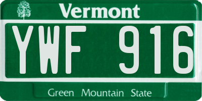 VT license plate YWF916