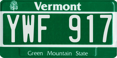 VT license plate YWF917