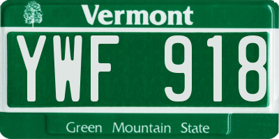 VT license plate YWF918