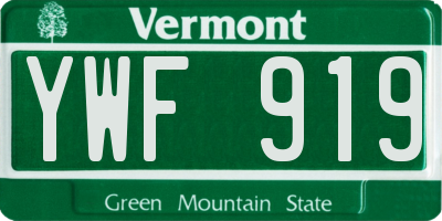 VT license plate YWF919