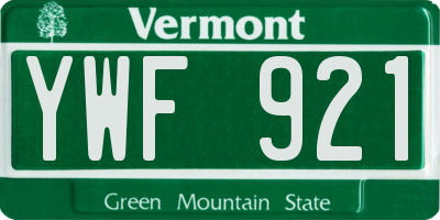 VT license plate YWF921