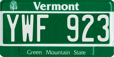 VT license plate YWF923