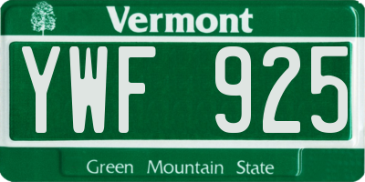 VT license plate YWF925