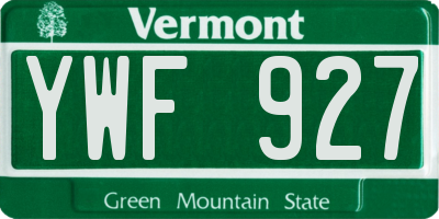 VT license plate YWF927