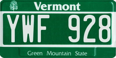 VT license plate YWF928