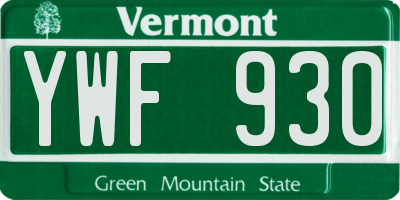 VT license plate YWF930