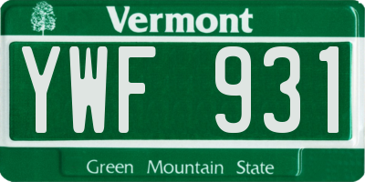 VT license plate YWF931