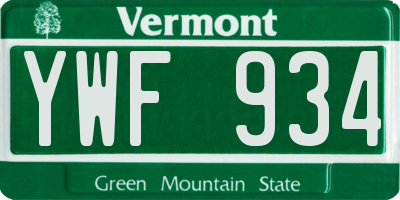 VT license plate YWF934