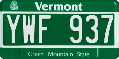VT license plate YWF937