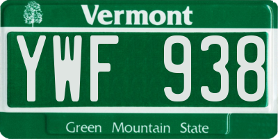 VT license plate YWF938