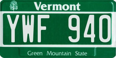 VT license plate YWF940