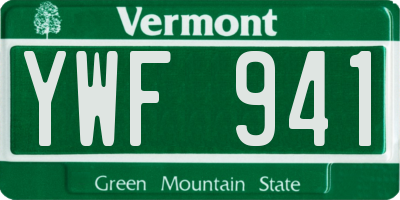 VT license plate YWF941