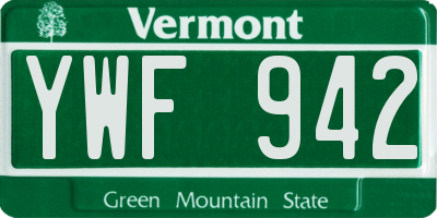 VT license plate YWF942