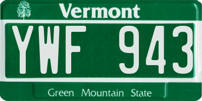 VT license plate YWF943