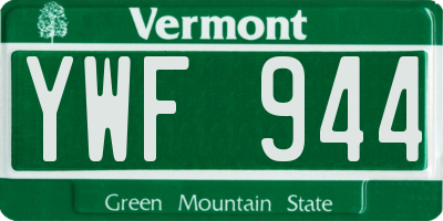 VT license plate YWF944