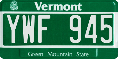 VT license plate YWF945