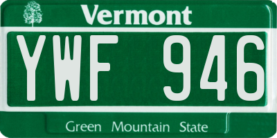 VT license plate YWF946
