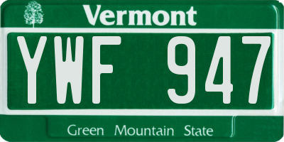 VT license plate YWF947