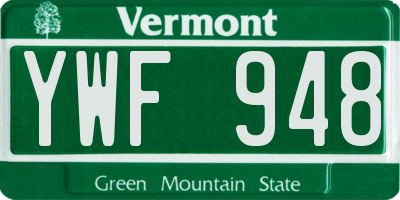 VT license plate YWF948