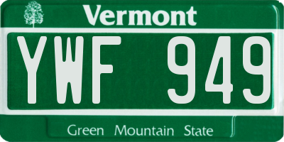 VT license plate YWF949