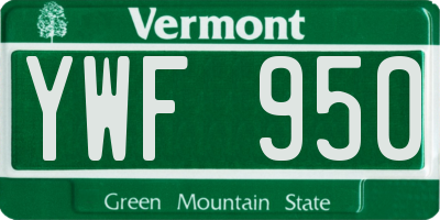 VT license plate YWF950