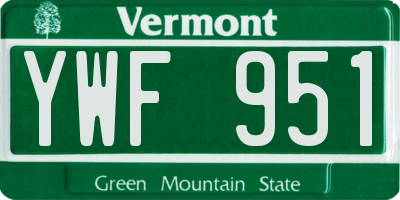 VT license plate YWF951