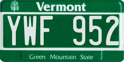VT license plate YWF952