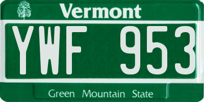 VT license plate YWF953