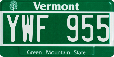 VT license plate YWF955