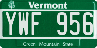 VT license plate YWF956