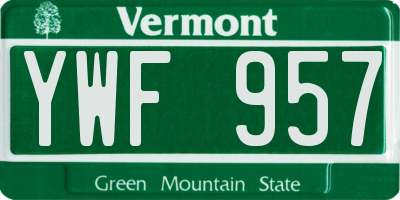 VT license plate YWF957
