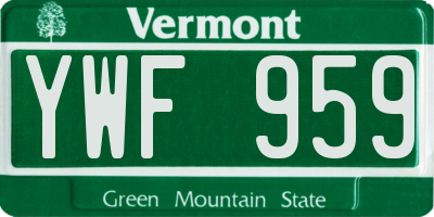 VT license plate YWF959