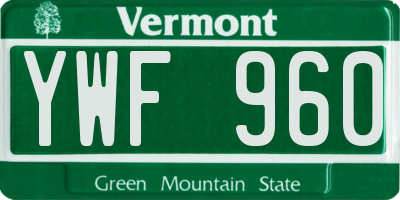VT license plate YWF960