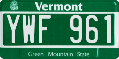 VT license plate YWF961