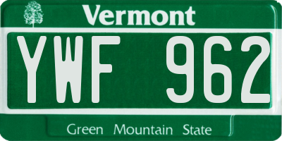 VT license plate YWF962