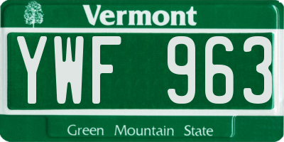 VT license plate YWF963