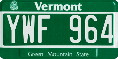 VT license plate YWF964