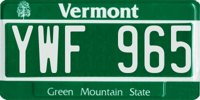 VT license plate YWF965