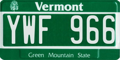 VT license plate YWF966