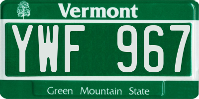 VT license plate YWF967