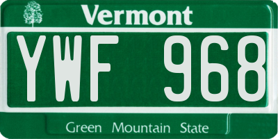 VT license plate YWF968