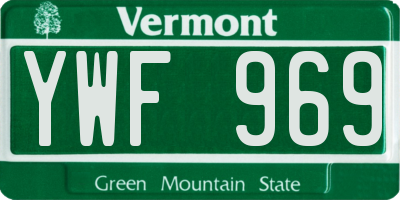 VT license plate YWF969