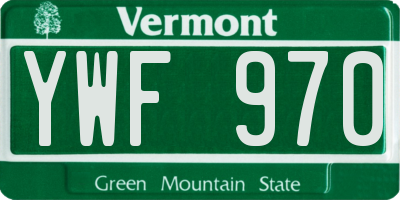 VT license plate YWF970