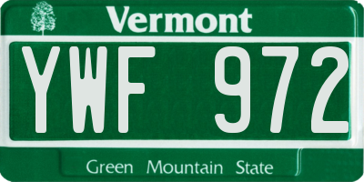 VT license plate YWF972