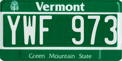 VT license plate YWF973